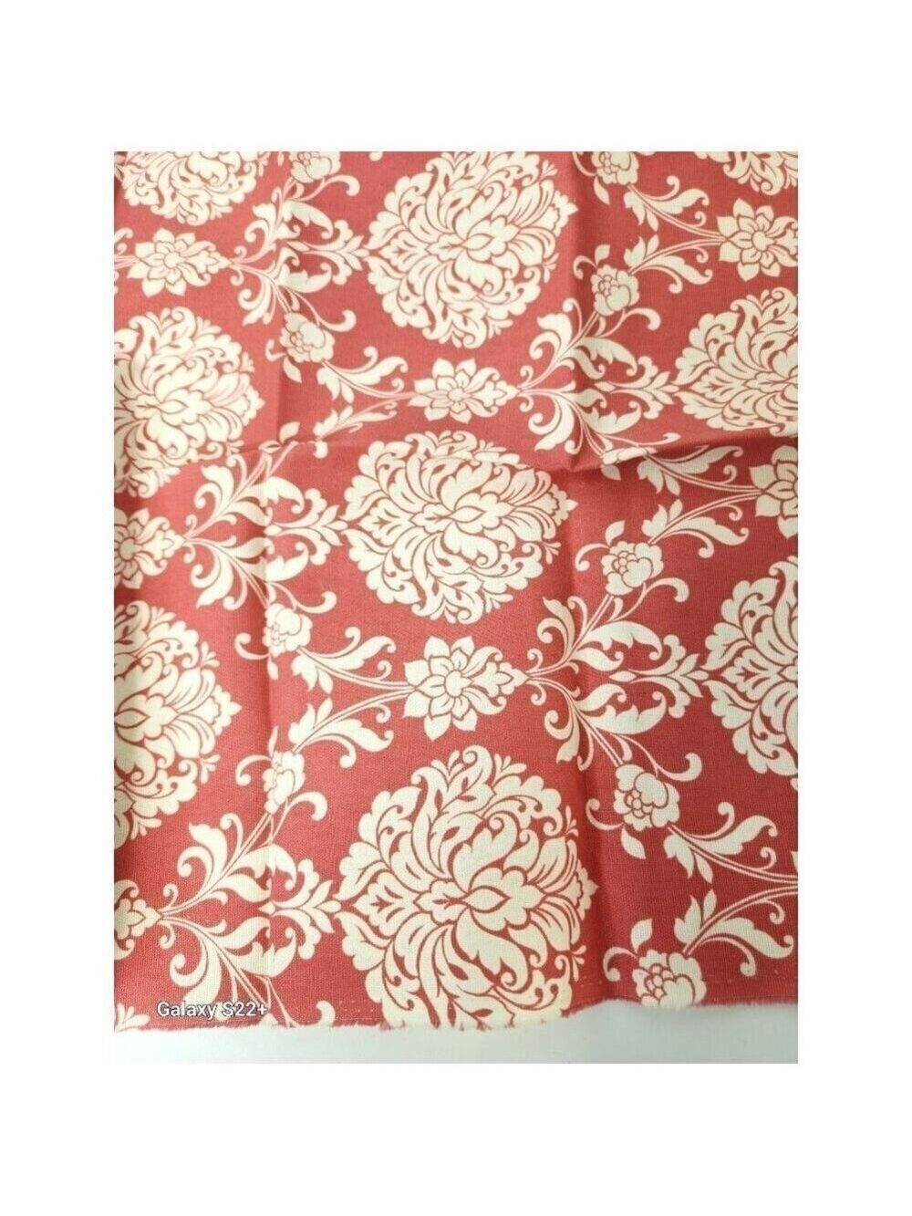 Waverly Inspirations Cotton Duck Small Damask Coral Pattern Fabric